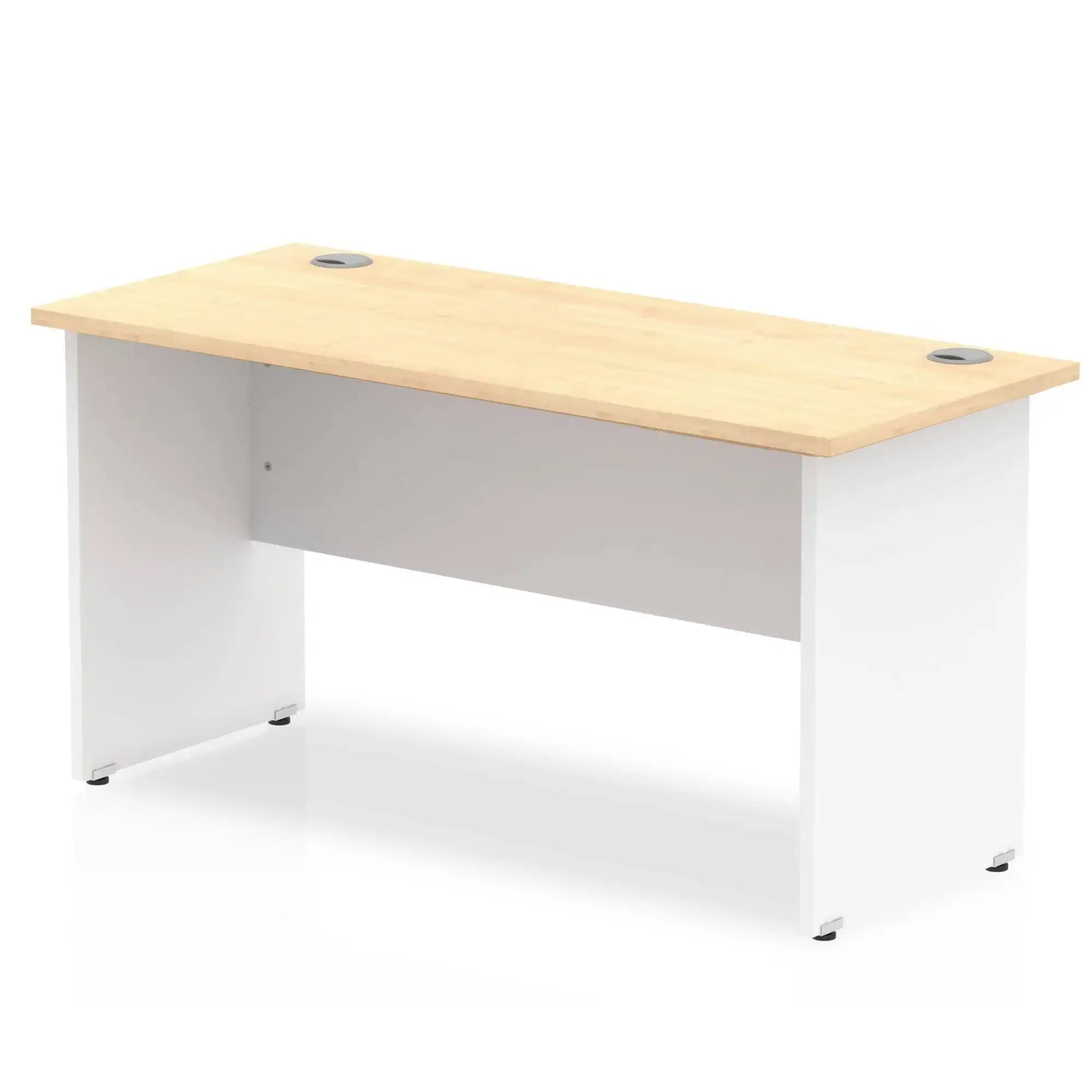 Impulse 600mm Straight Desk with Maple Top and White Panel End Leg - Price Crash Furniture