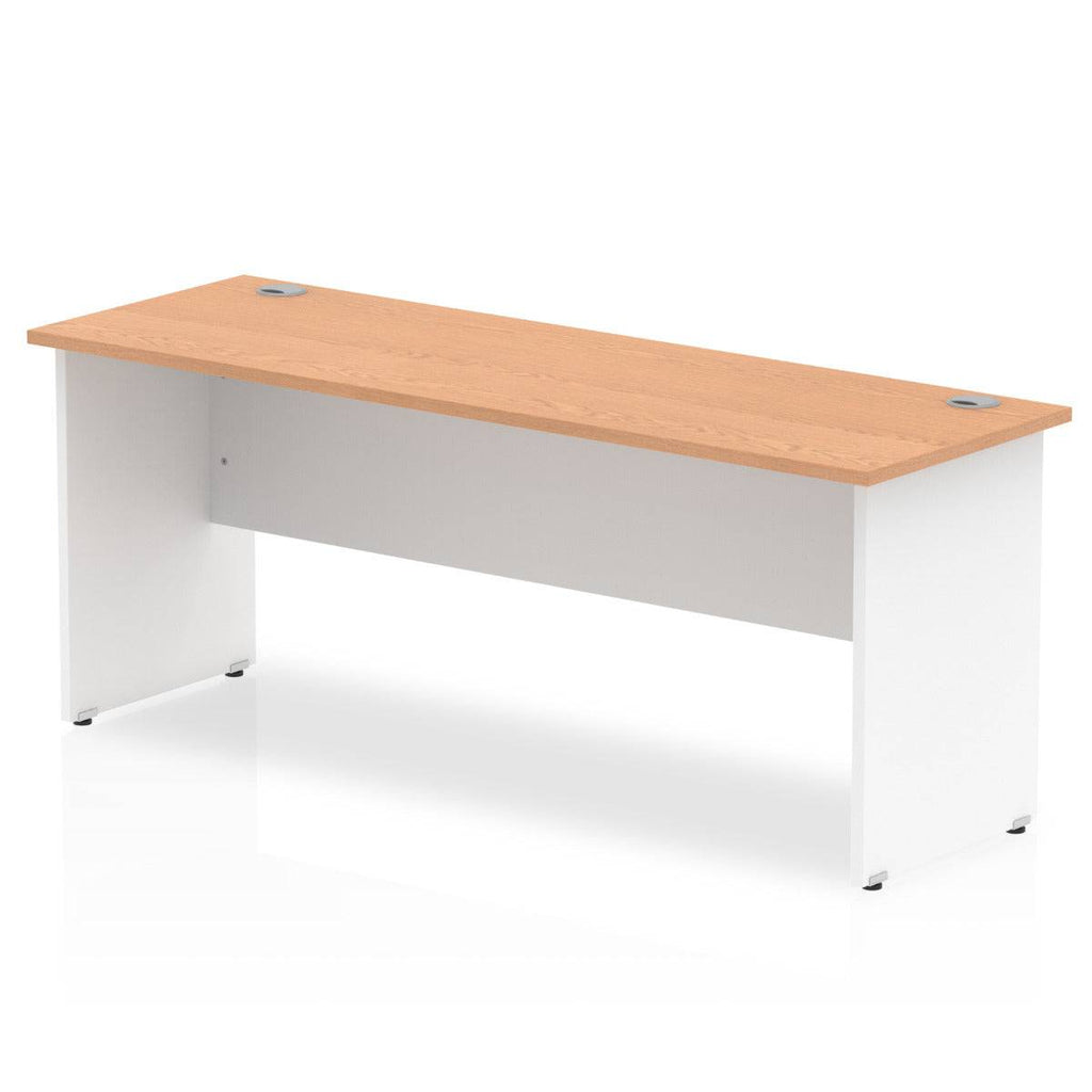 Impulse 600mm Straight Desk with Oak Top and White Panel End Leg - Price Crash Furniture
