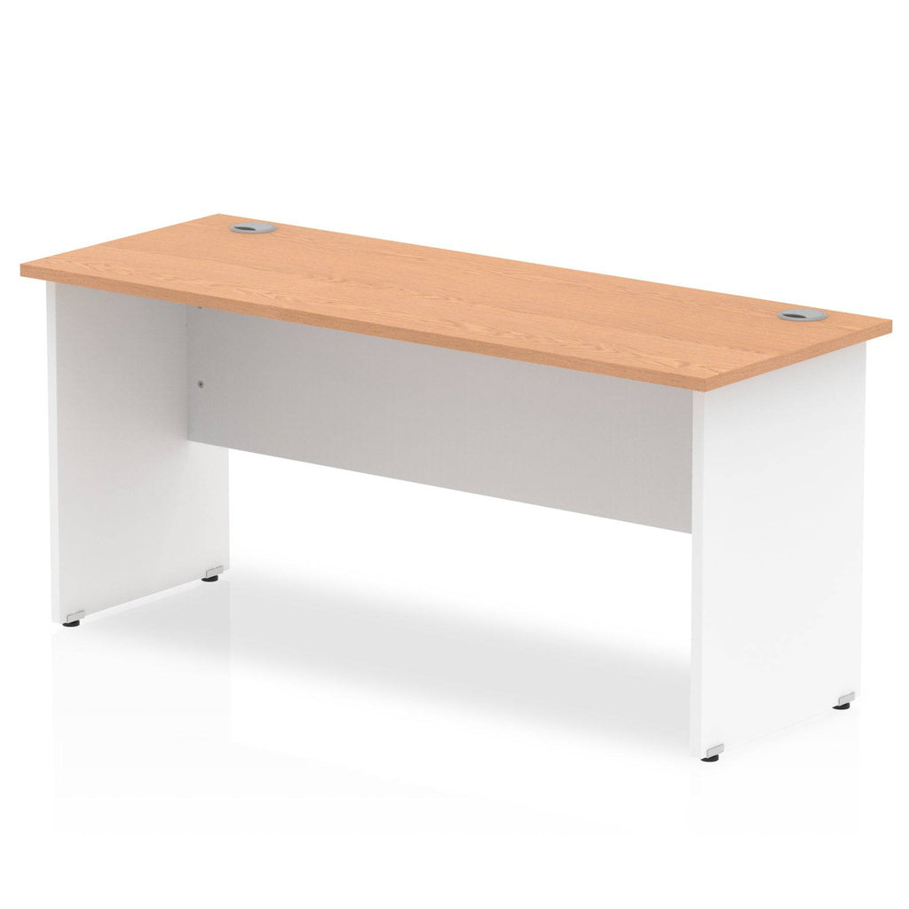 Impulse 600mm Straight Desk with Oak Top and White Panel End Leg - Price Crash Furniture