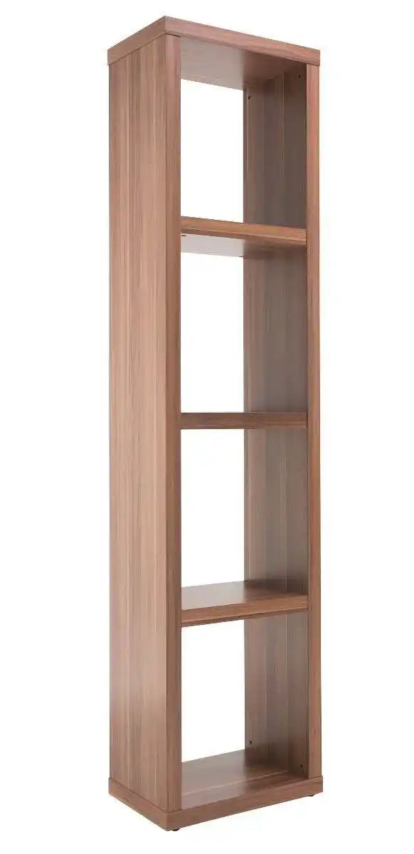 Alphason Maine Walnut Effect 4 shelf Narrow Bookcase - Price Crash Furniture
