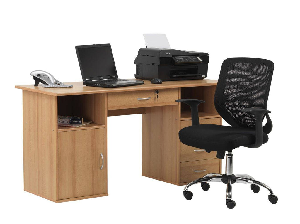 Alphason Dallas Computer Desk in Beech - Price Crash Furniture