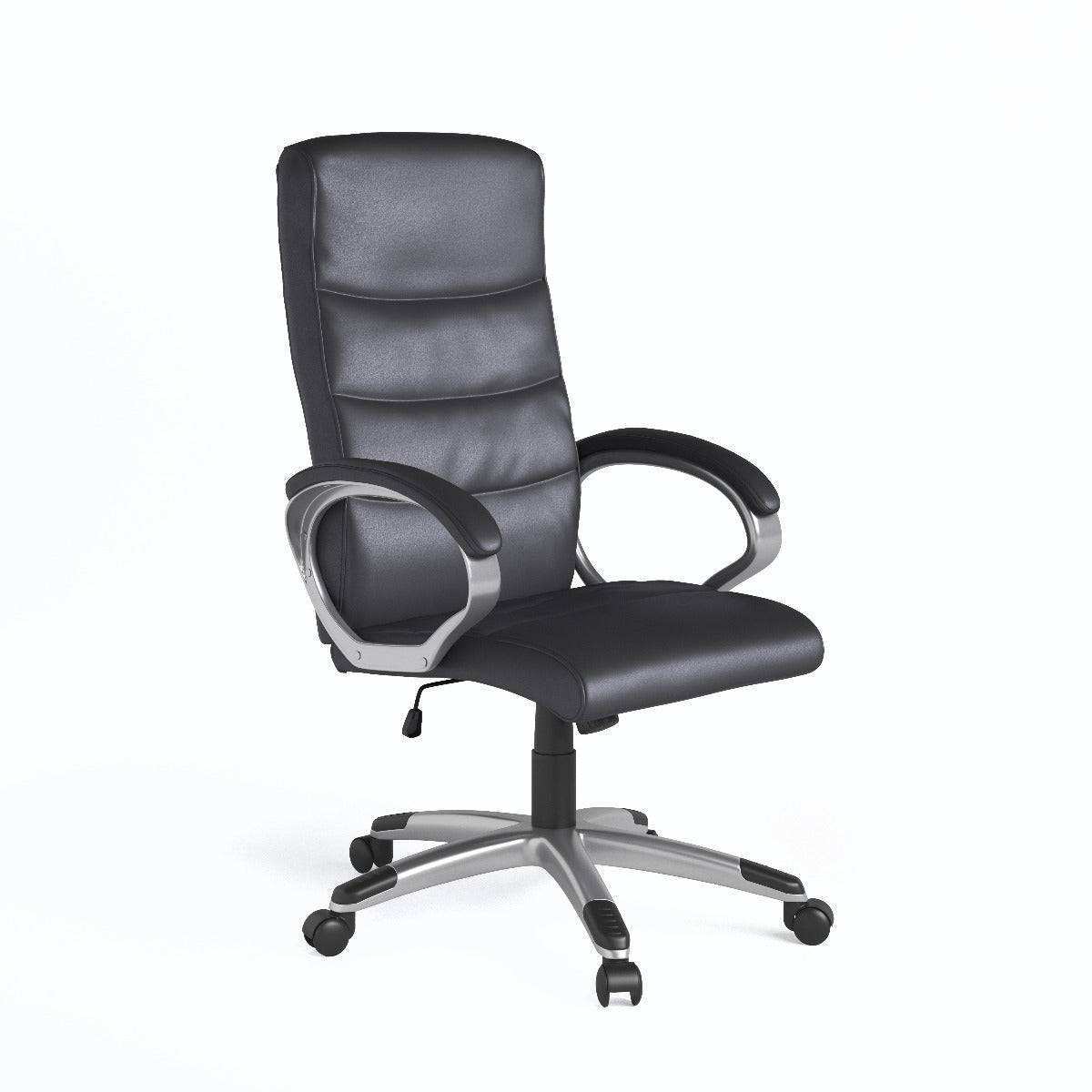 Alphason Hampton Leather Office Chair in Black - Price Crash Furniture