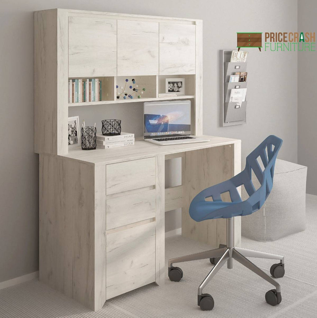 Angel Backboard Top Unit for Desk in White Oak - Price Crash Furniture