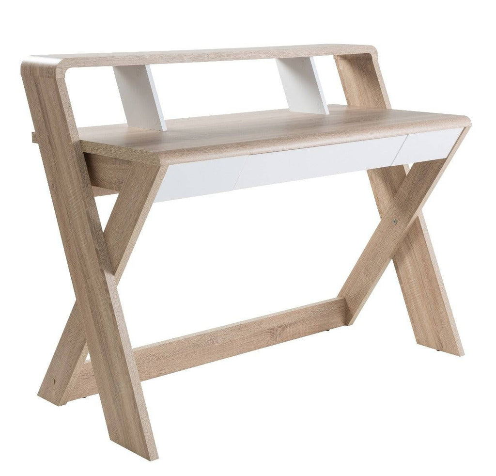 Aspen Light Oak and White Trestle Desk by Alphason - Price Crash Furniture