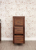 Baumhaus Mayan Walnut 3 Drawer Filing Cabinet - Price Crash Furniture