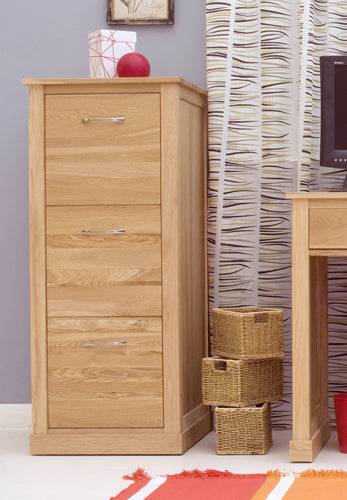 Baumhaus Mobel Oak 3 Drawer Filing Cabinet - Price Crash Furniture