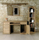 Baumhaus Mobel Oak Large Hidden Office Twin Pedestal Desk - COR06D - Price Crash Furniture