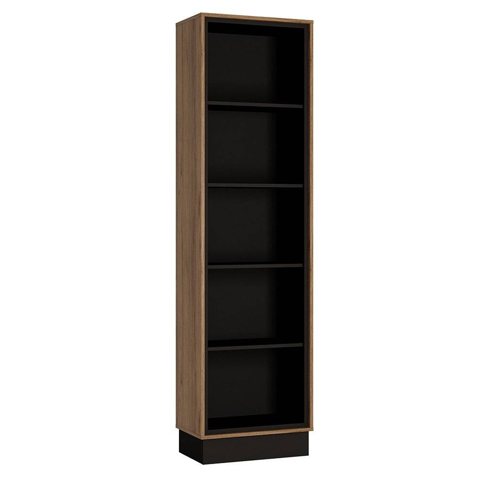 Brolo 1 Door Wide Bookcase in Walnut And Dark Panel Finish - Price Crash Furniture