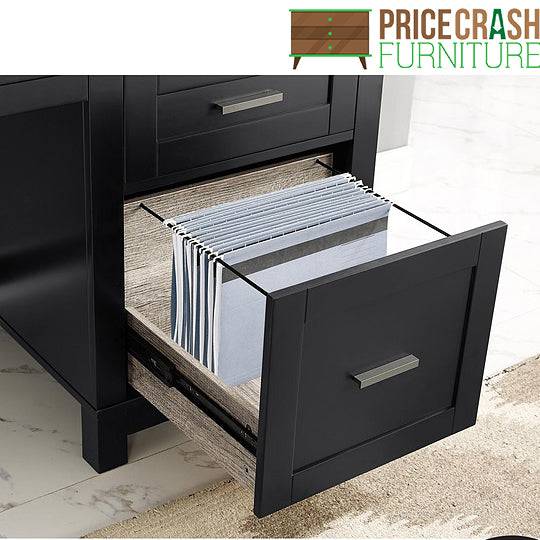 Carver Sit or Stand Lift Top Desk in Black and Weathered Oak by Dorel - Price Crash Furniture