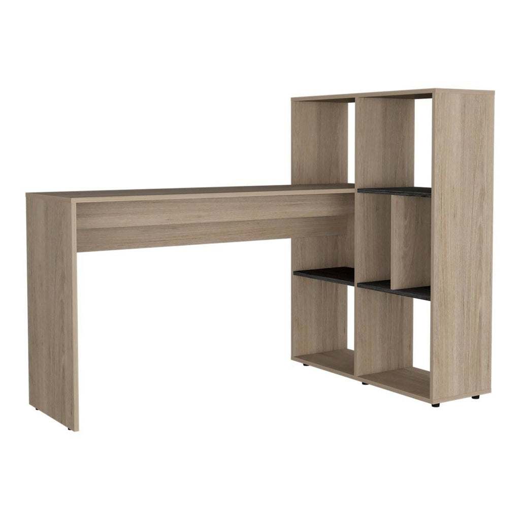 Core Harvard Corner Desk with Bookcase in Grey & Washed Oak Effect - Price Crash Furniture