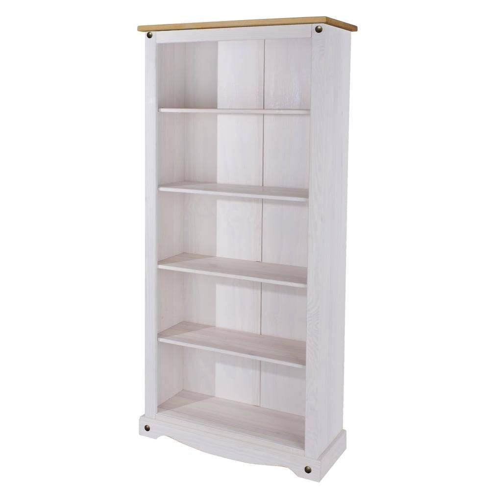 Core Products Corona White Washed Wax Effect Pine Tall Bookcase - Price Crash Furniture