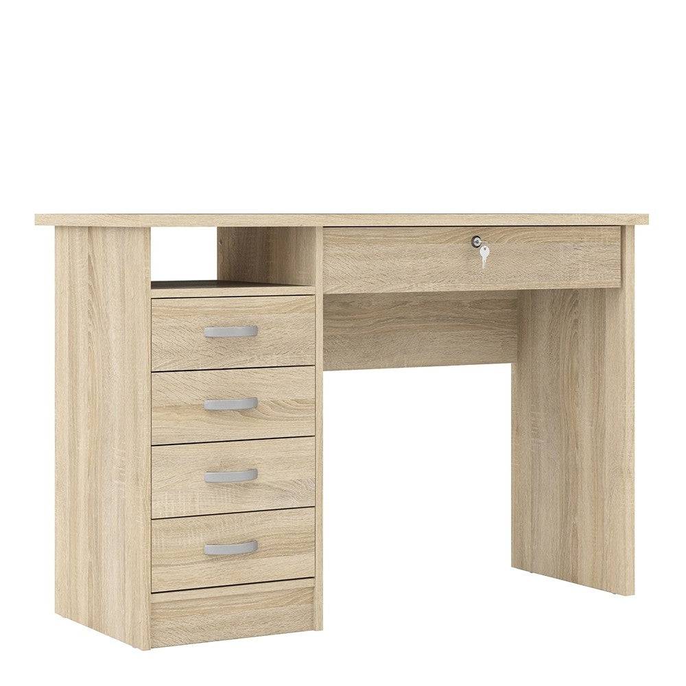 Function Plus Desk 5 Drawers In Oak - Price Crash Furniture