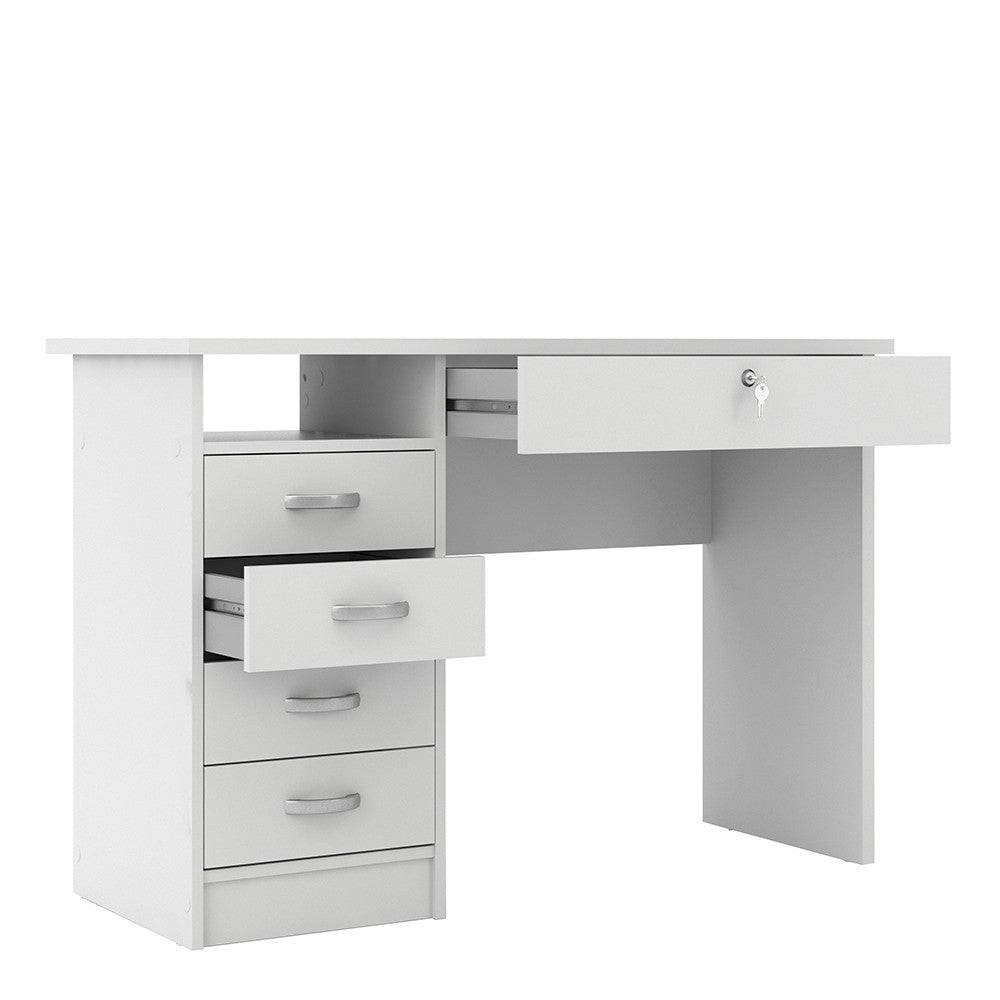 Function Plus Desk 5 Drawers In White - Price Crash Furniture