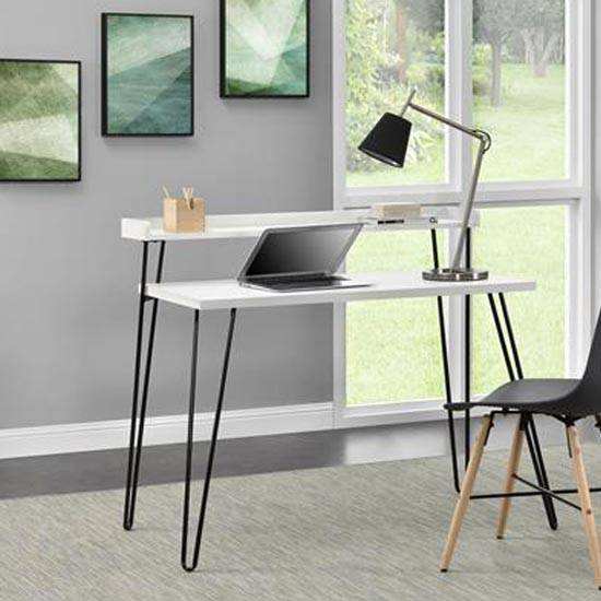 Haven Laptop Desk with Riser Shelf in White by Dorel - Price Crash Furniture