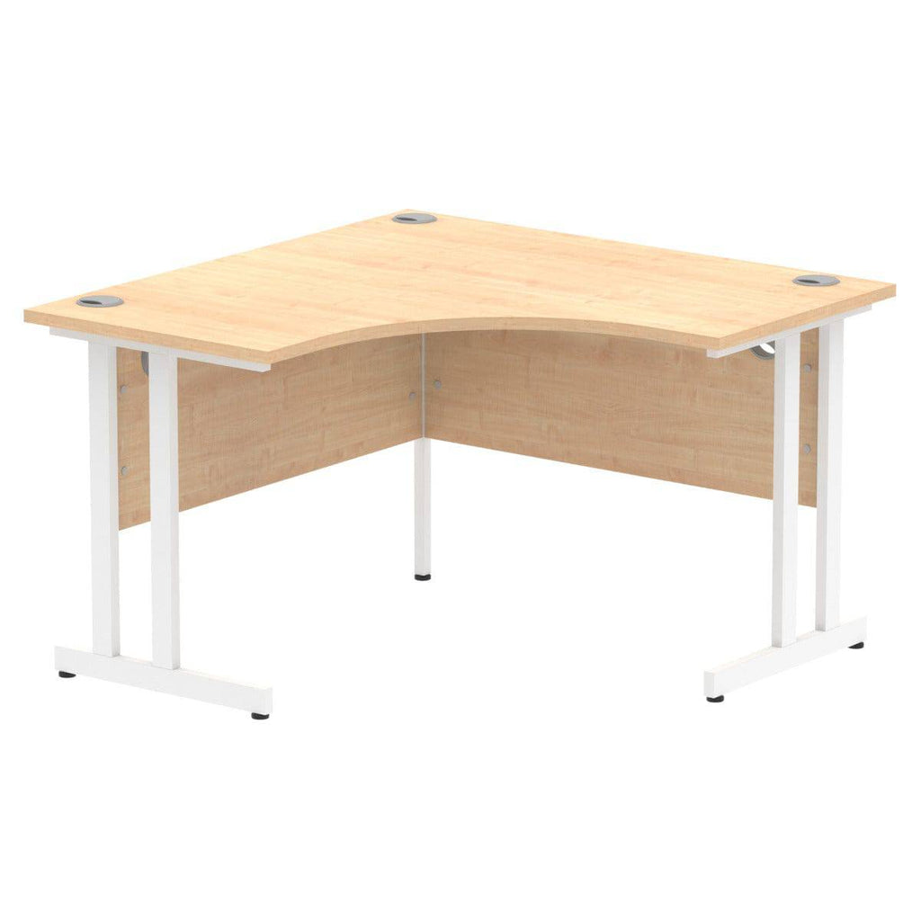 Impulse 1200mm Corner Desk with Maple Top and White Cantilever Leg - Price Crash Furniture
