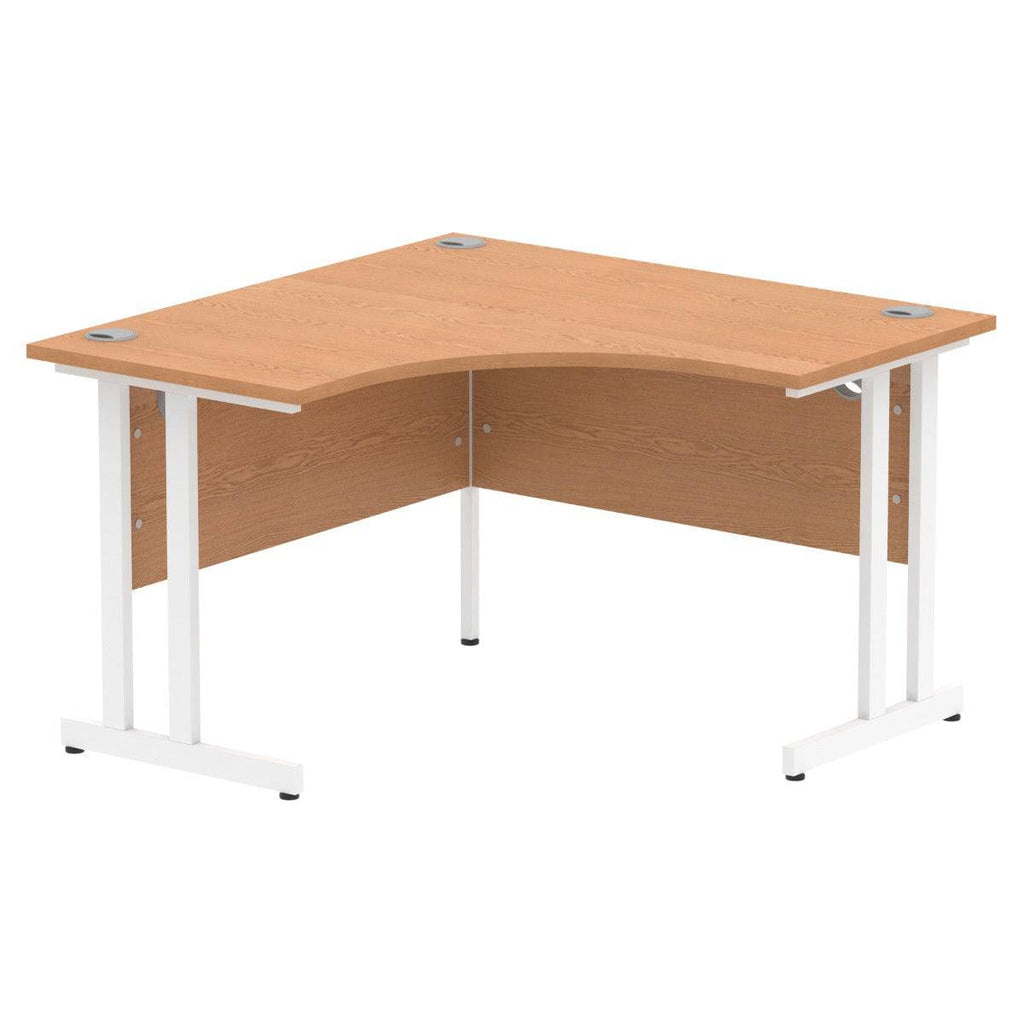 Impulse 1200mm Corner Desk with Oak Top and White Cantilever Leg - Price Crash Furniture
