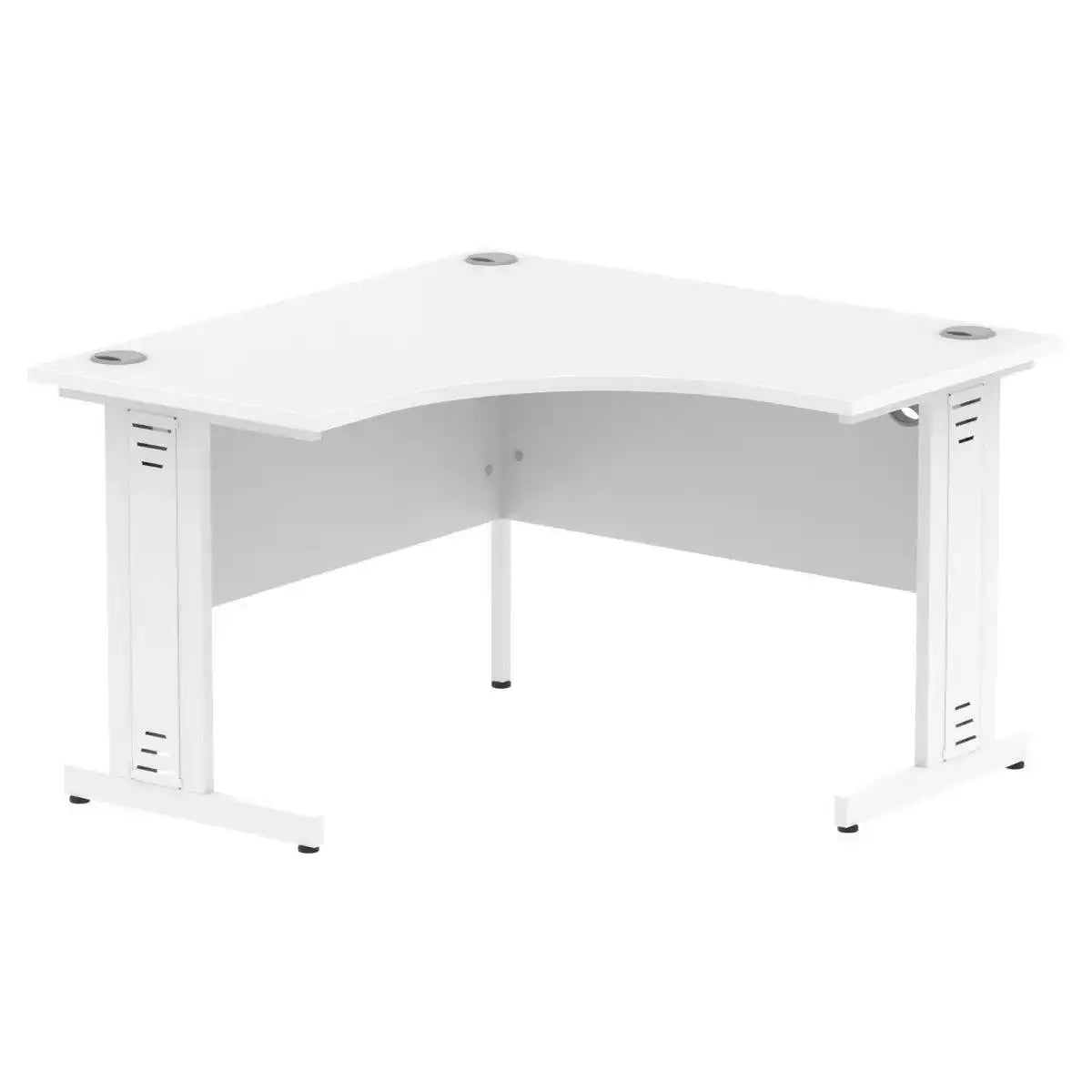 Impulse 1200mm Corner Desk with White Top and White Cable Managed Leg - Price Crash Furniture