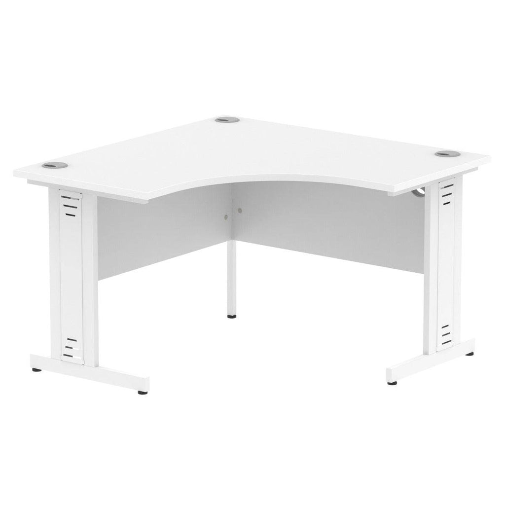 Impulse 1200mm Corner Desk with White Top and White Cable Managed Leg - Price Crash Furniture