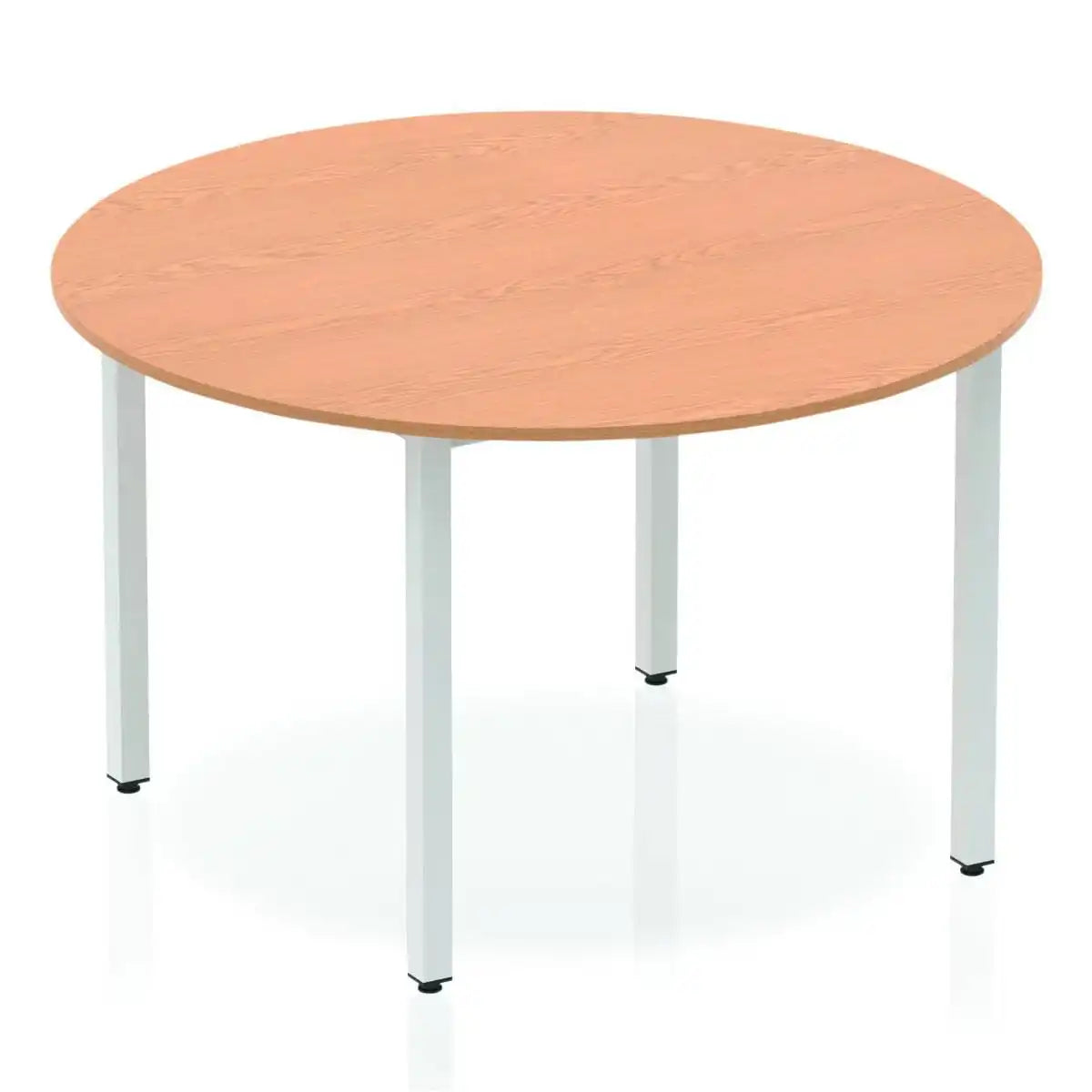 Impulse 1200mm Round Table Oak Top Silver Box Frame Leg - Price Crash Furniture