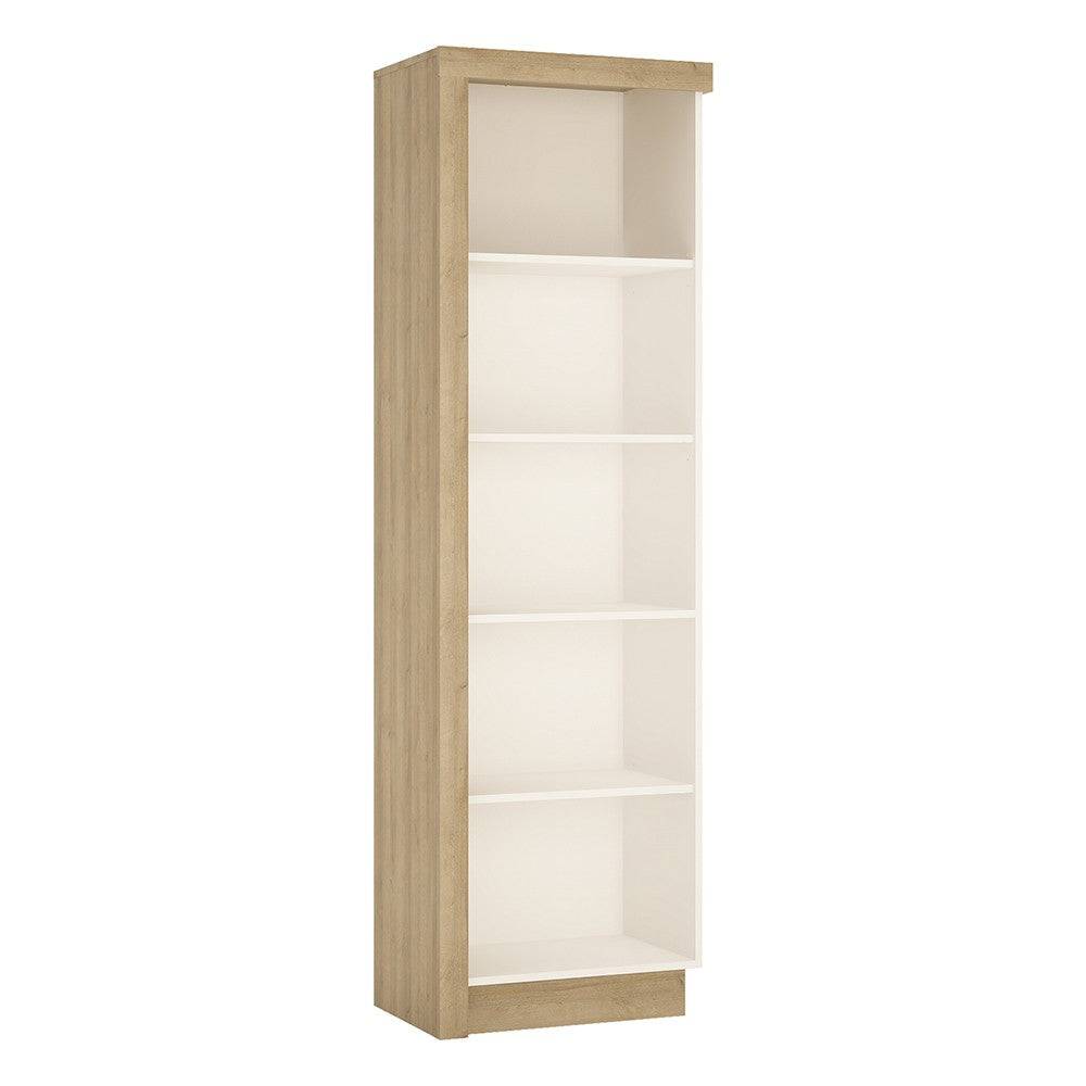 Lyon Bookcase (RH) In Riviera Oak / White High Gloss - Price Crash Furniture