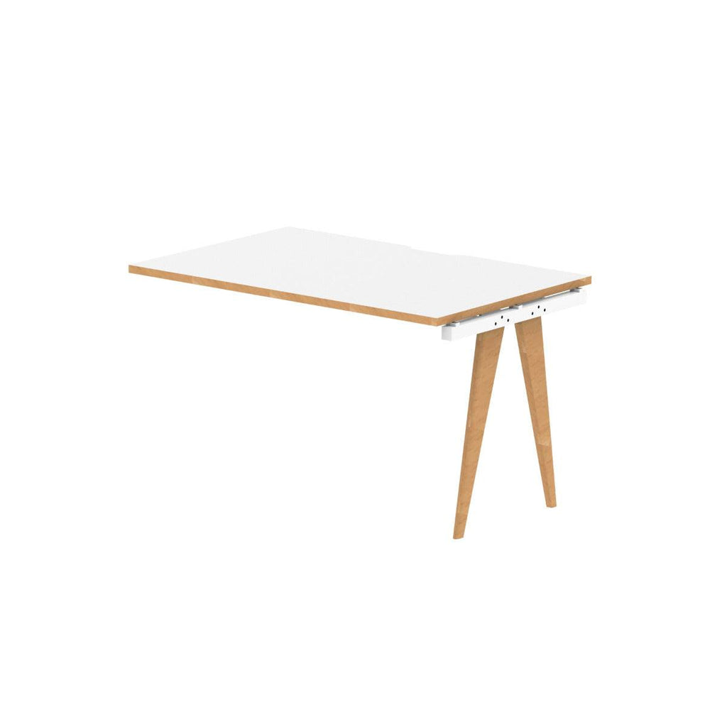 Oslo 1200mm Single Row Ext Kit White Top Natural Wood Edge White Frame - Price Crash Furniture