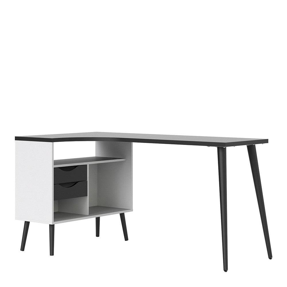 Oslo Desk 2 Drawer in White and Black Matt - Price Crash Furniture