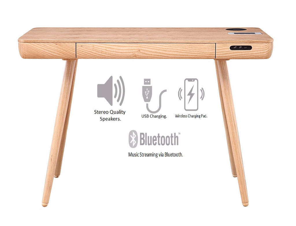 PC709 San Francisco Smart Desk with USB and Speakers in Oak by Jual - Price Crash Furniture