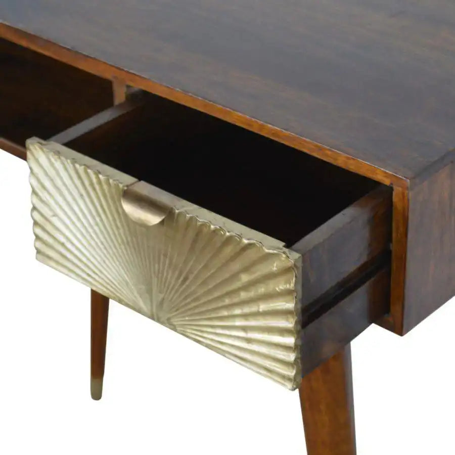 Sunrise Writing Laptop Desk in Gold & Chestnut Finish - Price Crash Furniture