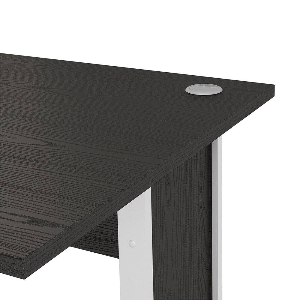Prima Desk 120 cm in Black Woodgrain with White Legs - Price Crash Furniture