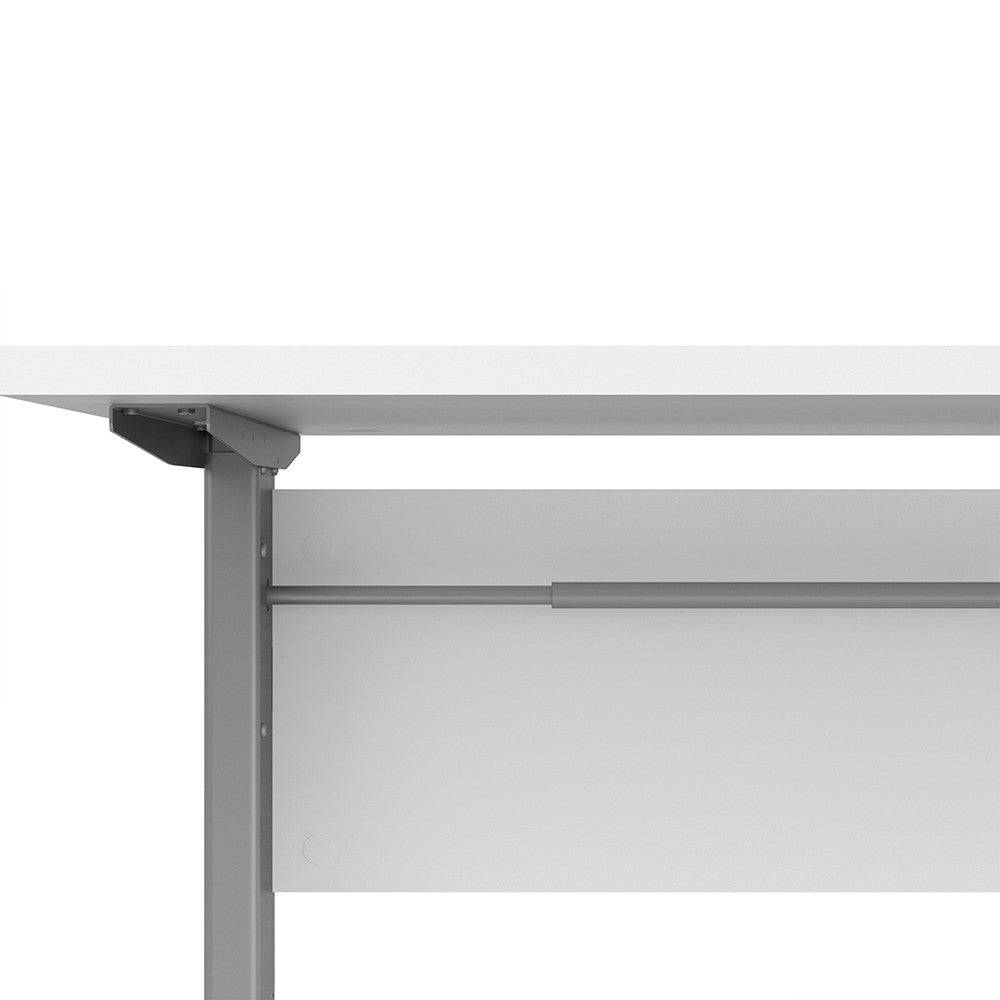 Prima Desk 150 cm with Electric Height Adjust for Standing or Sitting with Silver Grey Legs in White - Price Crash Furniture