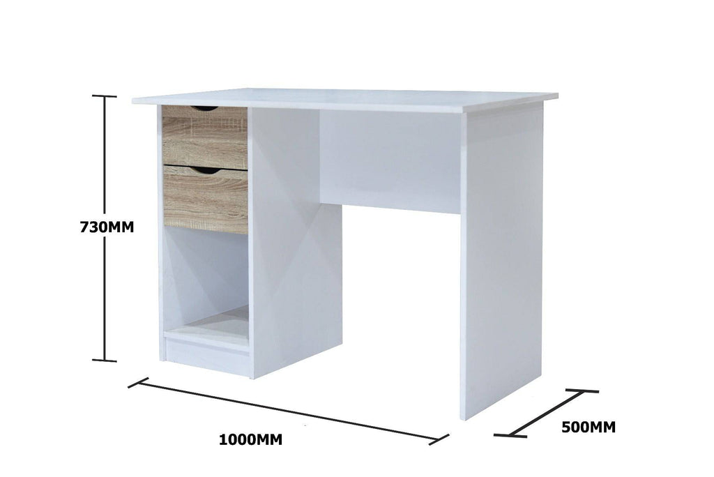 Pulford 2 Drawer Laptop Desk / Vanity Unit in White by TAD - Price Crash Furniture
