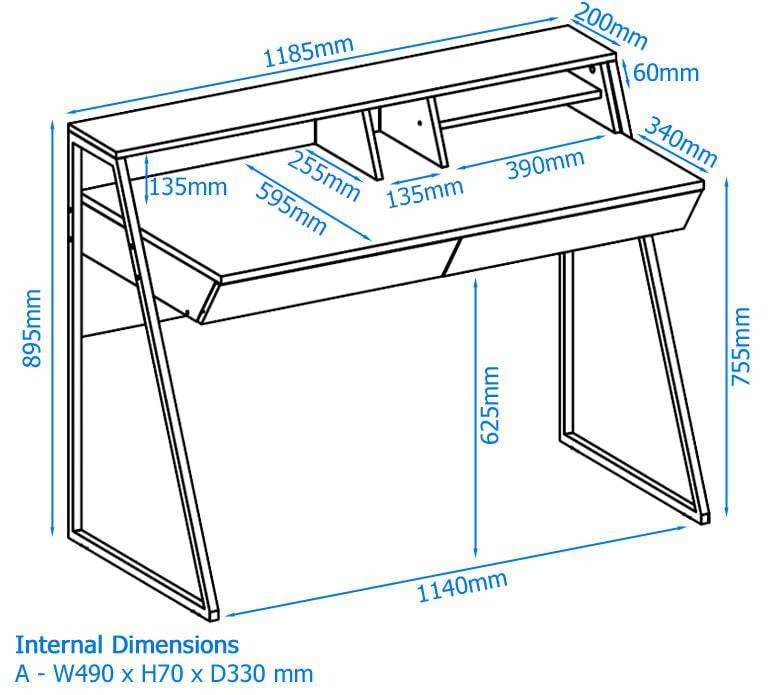 Salcome Desk in Black and Oak - Price Crash Furniture