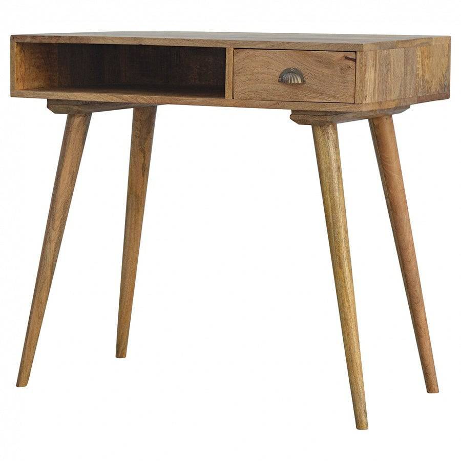 Solid Wood Open Shelf 1 Drawer Writing Desk - Price Crash Furniture