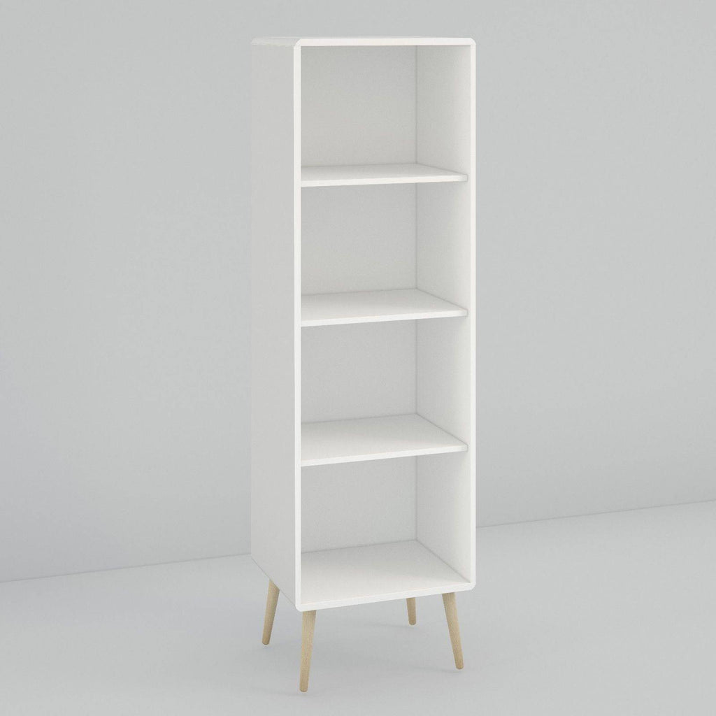 Steens Softline Retro Spindle Style White Tall Narrow Bookcase - Price Crash Furniture