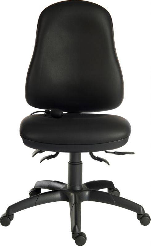 Teknik Comfort Air PU Desk Office Chair in Black Faux Leather (without arms) - Price Crash Furniture