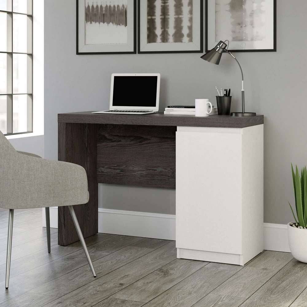 Teknik Hudson Chunky Desk in Charcoal Ash & Pearl Oak - Price Crash Furniture