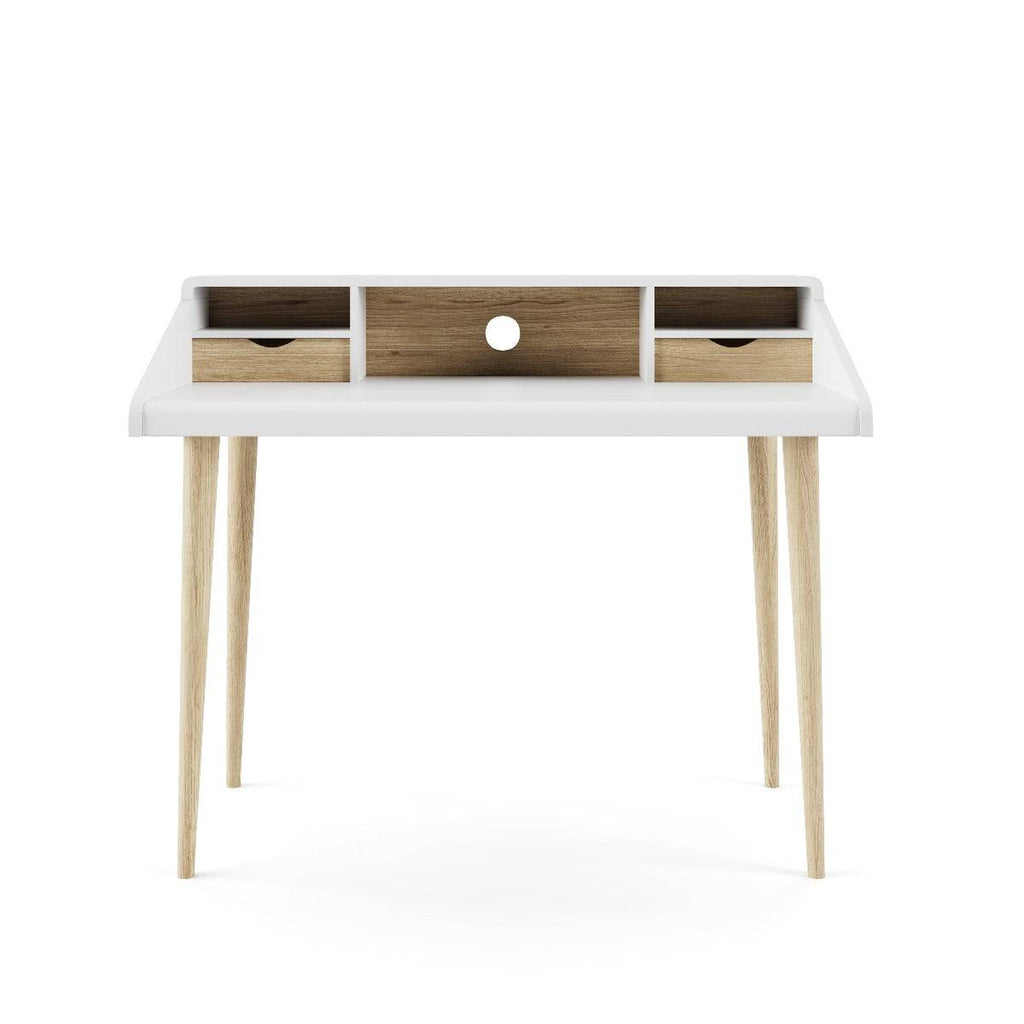 Yeovil Desk in White and Oak by Alphason - Price Crash Furniture