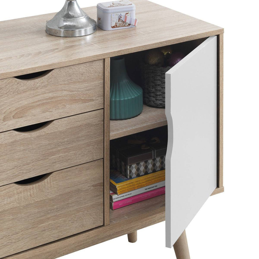 Alford Sideboard in Sonoma Oak and White by TAD - Price Crash Furniture