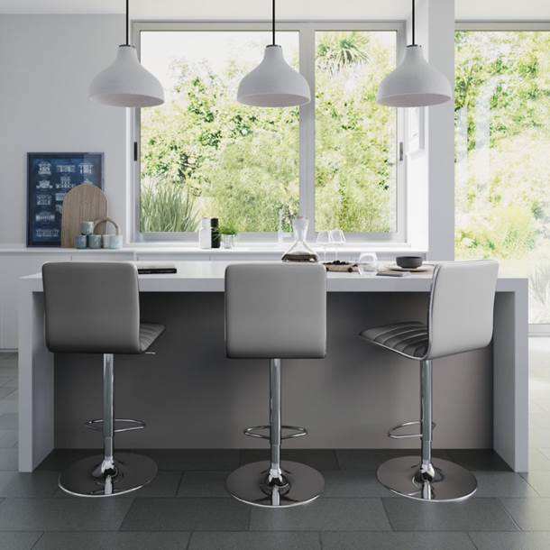 Alphason Colby High Back PU Barstool in Grey - Price Crash Furniture