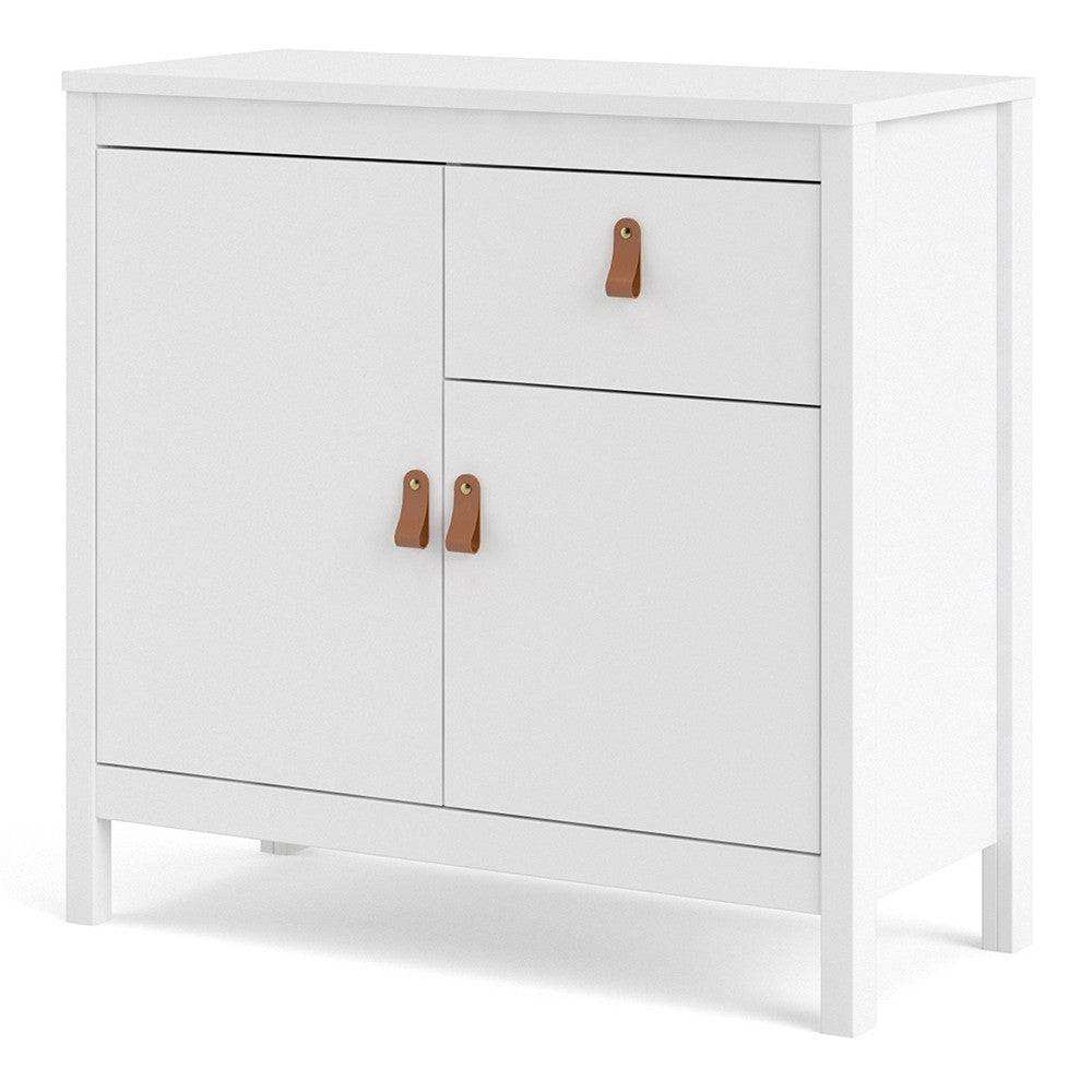 Barcelona Compact Small Sideboard 2 Doors + 1 Drawer in White - Price Crash Furniture