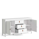 Barcelona Large Wide Sideboard Unit with 2 Doors + 3 Drawers in White - Price Crash Furniture