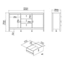 Barcelona Large Wide Sideboard Unit with 2 Doors + 3 Drawers in White - Price Crash Furniture