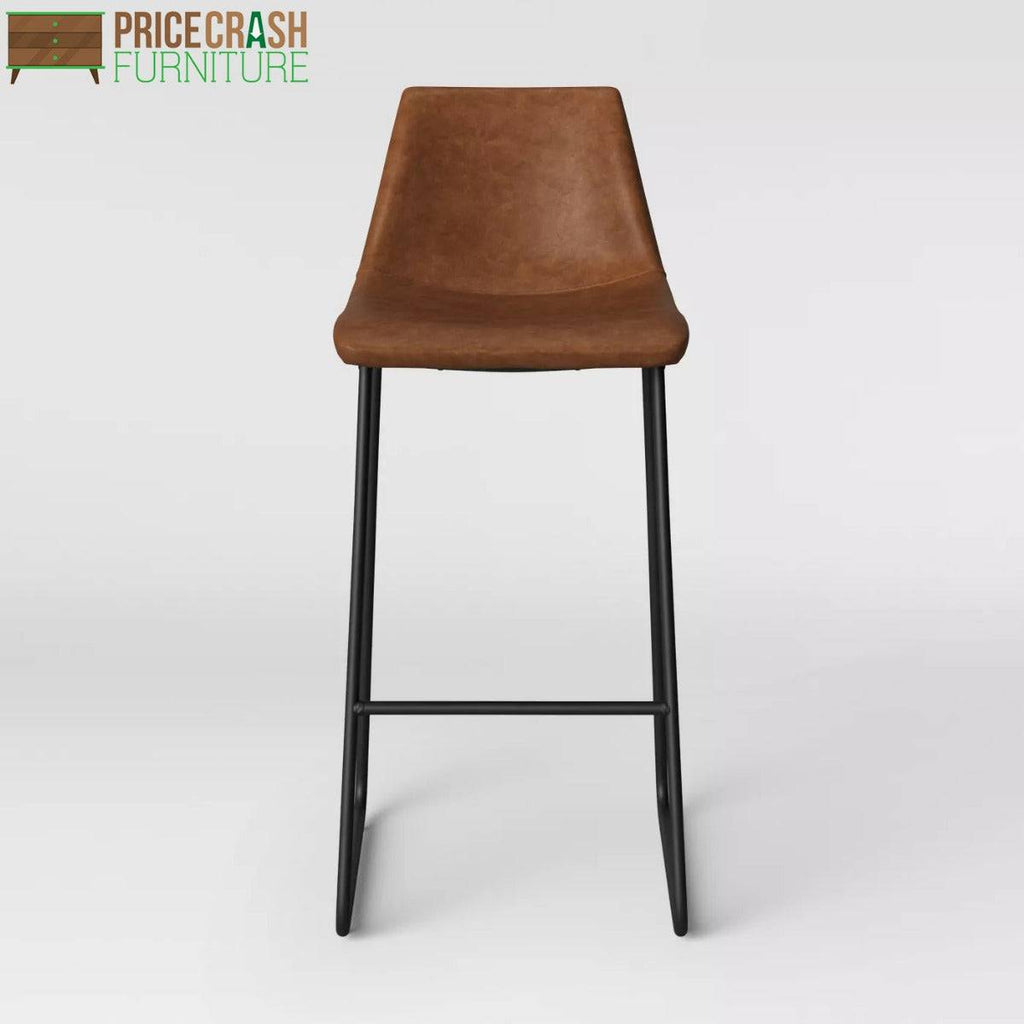 Bowden Single Barstool in Caramel Maple Faux Leather by Dorel - Price Crash Furniture