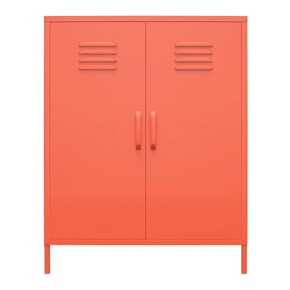 Cache 2 Door Metal Locker Accent Cabinet in Orange by Dorel Novogratz - Price Crash Furniture