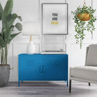Cache 2 Door Metal Locker Accent Cabinet Short in Blue by Dorel Novogratz - Price Crash Furniture