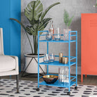 Cache Metal Rolling Cart Drinks Trolley in Blue by Dorel Novogratz - Price Crash Furniture
