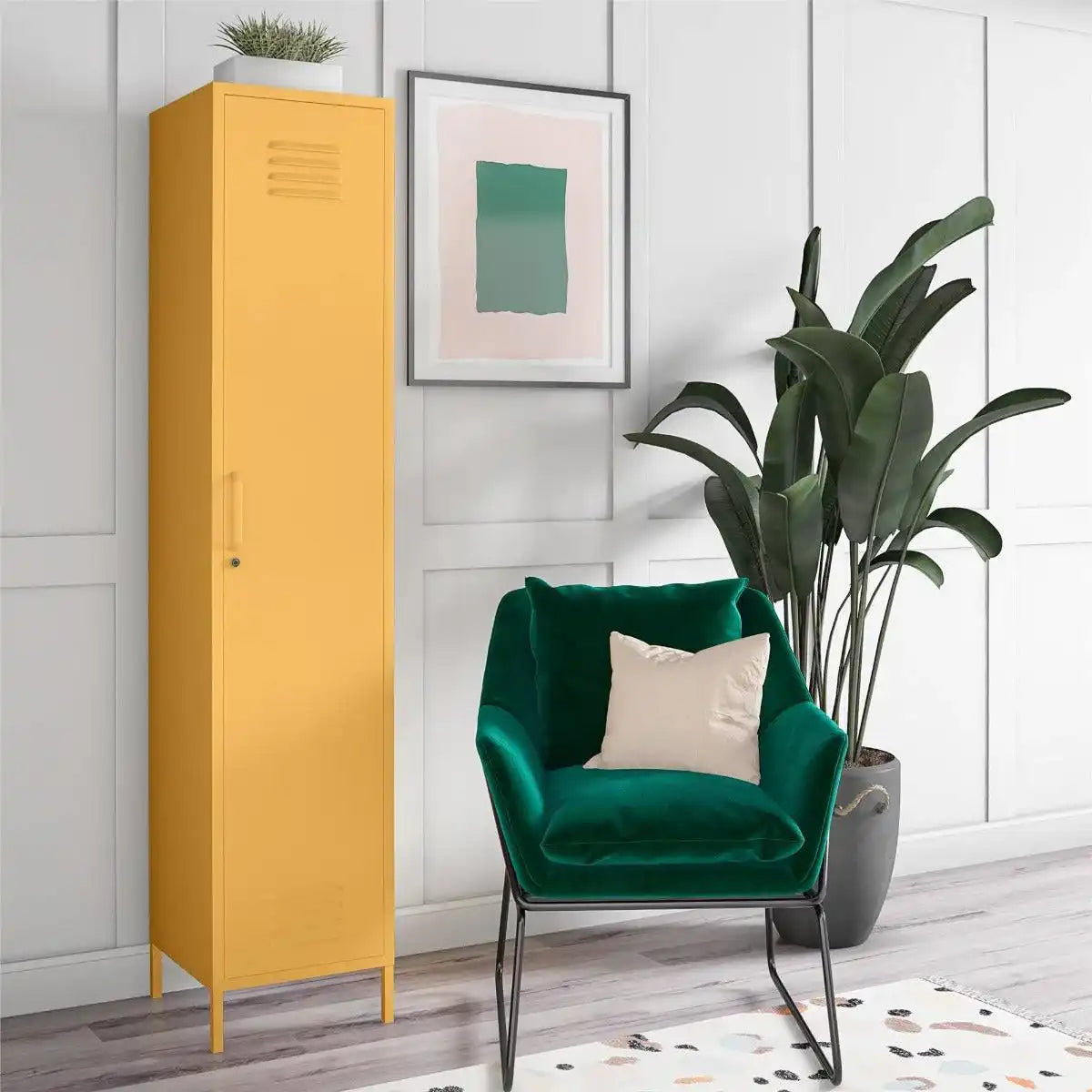 Cache Single Metal Locker Storage Cabinet in Orange by Dorel Novogratz - Price Crash Furniture
