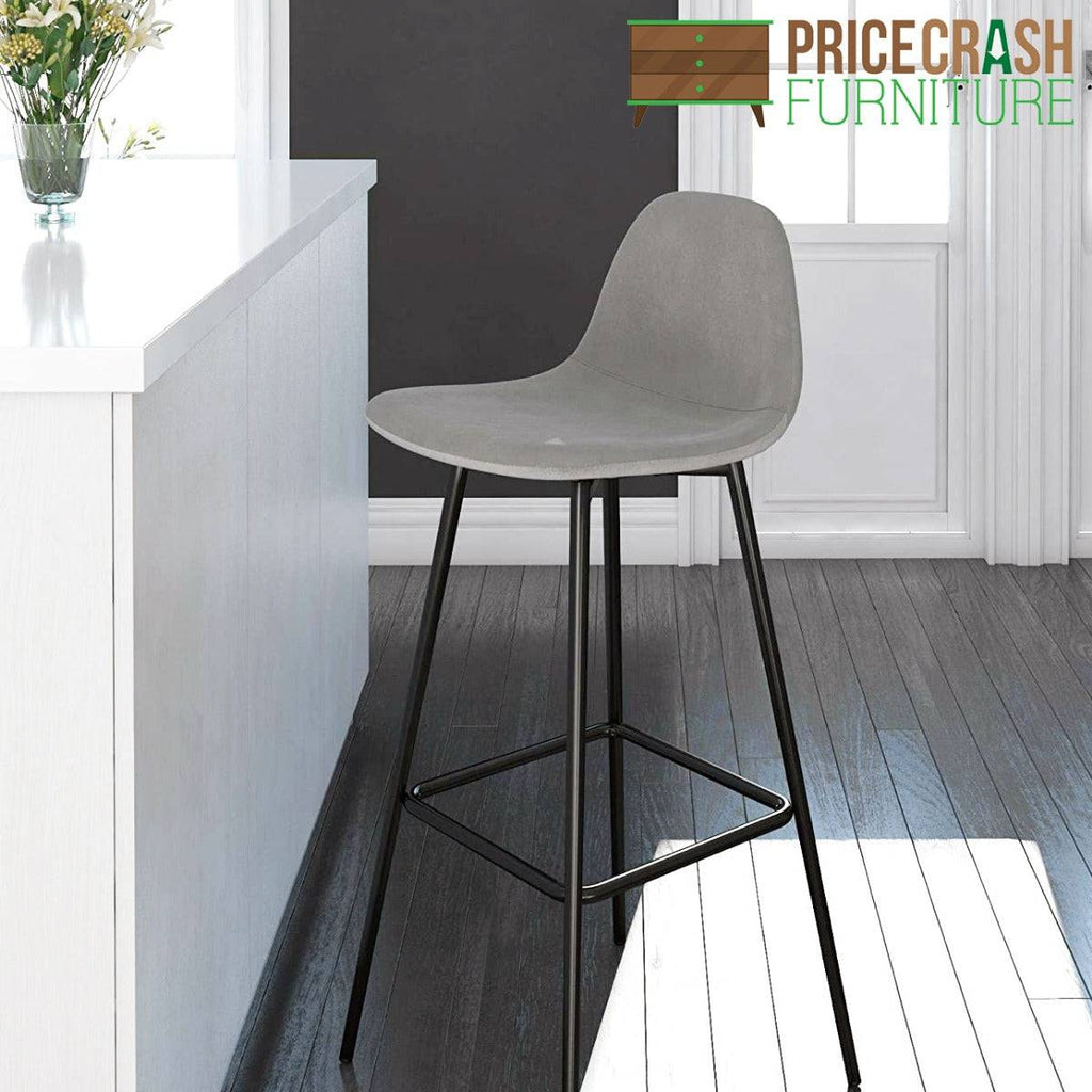 Calvin Single Upholstered Counter Stool in Grey Velvet by Dorel - Price Crash Furniture