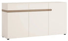 Chelsea Living 2 Drawer 3 Door Sideboard in White Gloss With Truffle Oak Trim - Price Crash Furniture