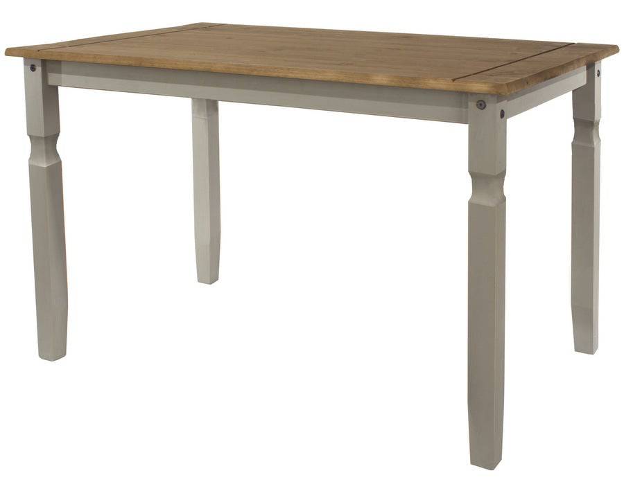 Core 118cm Corona Grey Washed Pine Dining Table + 4 Chair Set - Price Crash Furniture